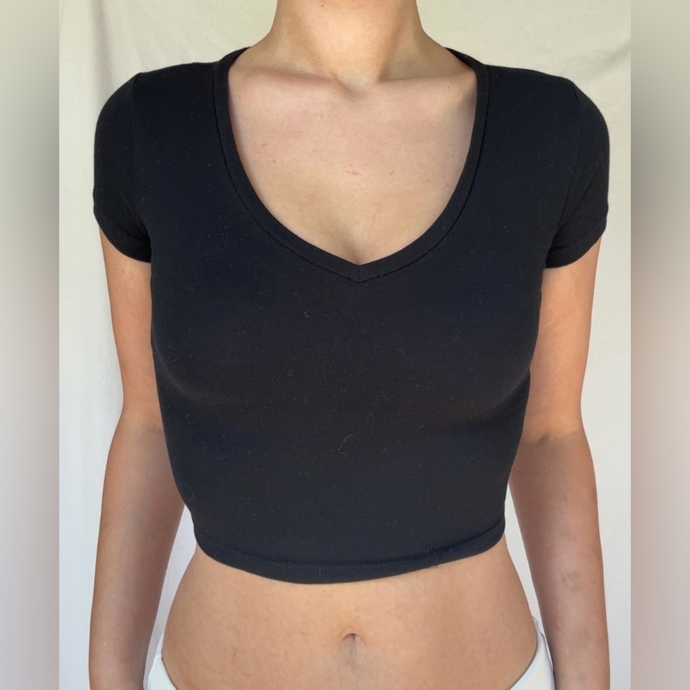 Wild Fable Black Crop Top Fitted T-Shirt